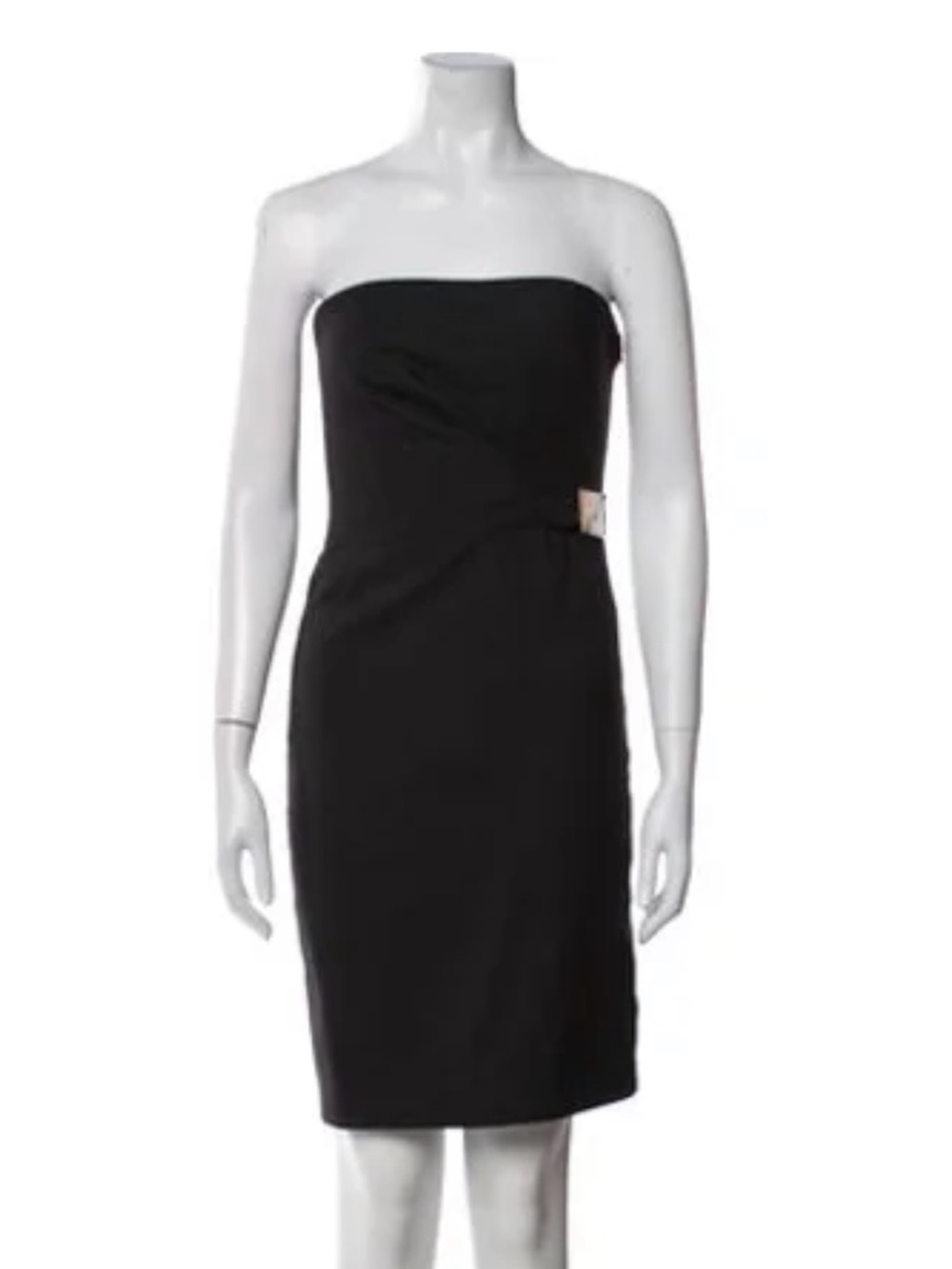 Ralph Lauren Purple Label Strapless Navy Sheath Dress with Metallic Accent